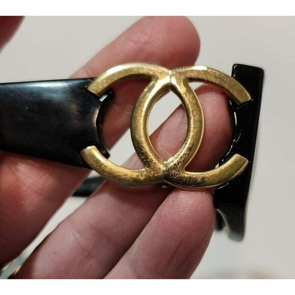 Vtg Chanel Sunglasses Coco Mark Black Tortoiseshell 02461 91235 Made in Italy - Picture 12 of 12